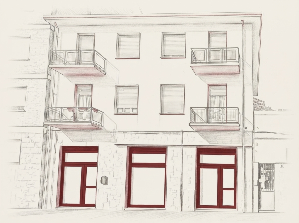 Disegno della facciata della sede della Fondazione in via Francesco Rismondo 10, Torino